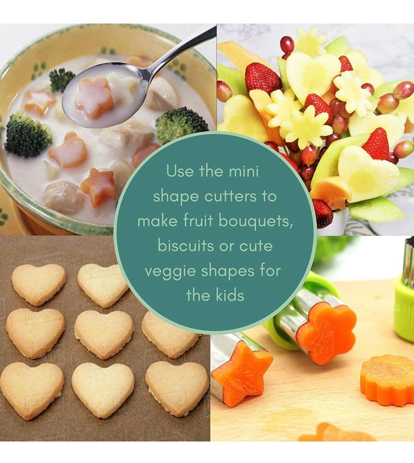 Vegetable Fruit Cutter Shapes Carving Tools Set - 29 pieces - 12 Cute Mini Cookie Cutting Stamps Moulds Flower Heart Star, Melon Baller, Watermelon Cutter, Apple Slicer – Create Fun Food Decoration for Kids Parties