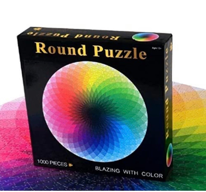 LRRH 1000 Pcs Round Jigsaw Puzzles Rainbow Palette Intellectual Game for Adults and Kids