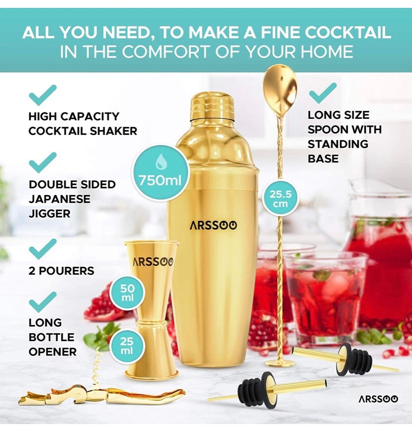 Gold Cocktail Shaker Set