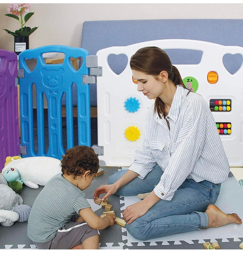 Baby Playpen Kids Activity Centre Safety Play Yard Home Indoor Outdoor New Pen (multicolour, Classic set 14 panel)