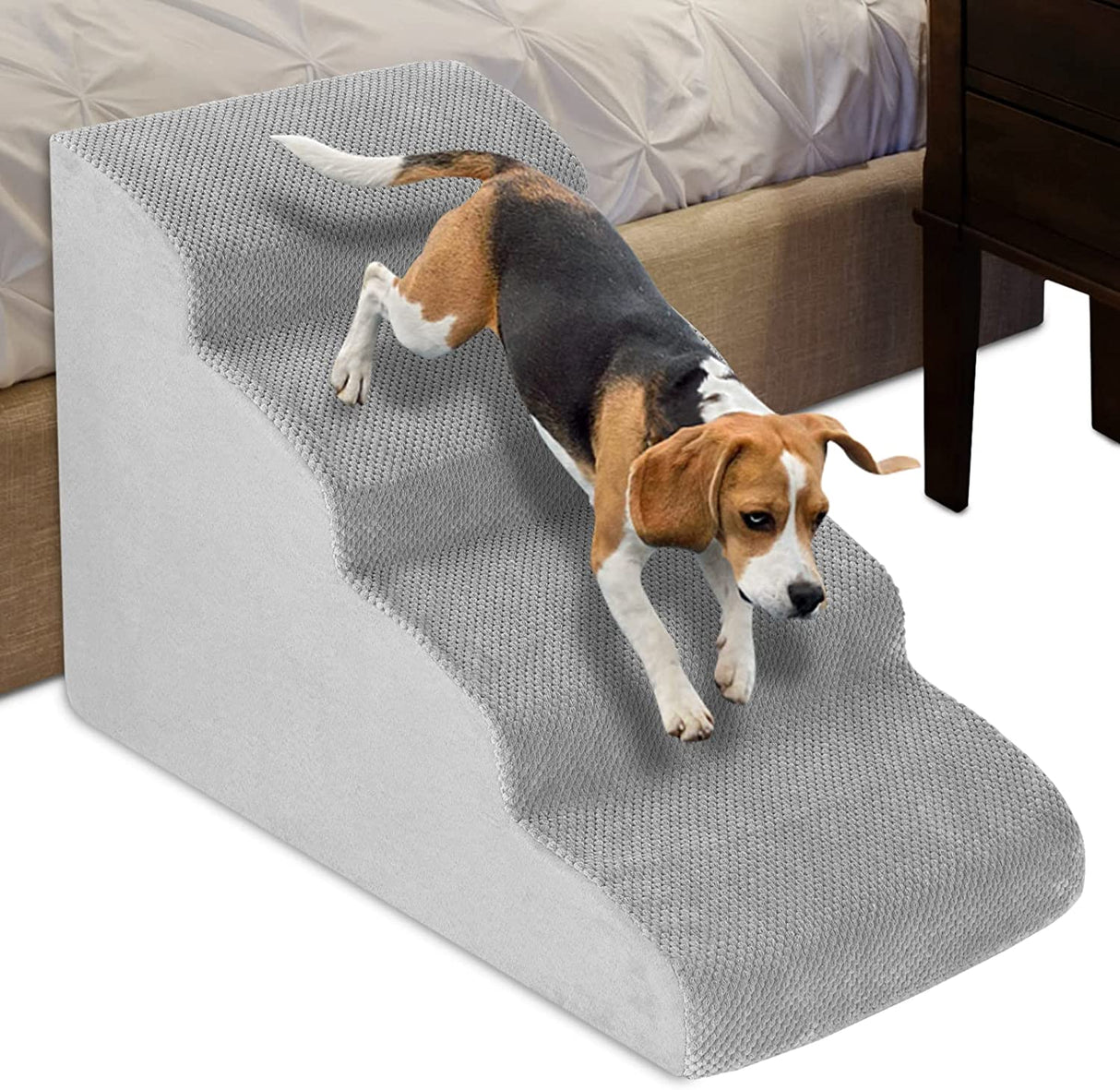 Dog Stairs for Small Dogs, 4 Tiers High Density Foam Dog Steps 52cm High, Non-Slip Dog Stairs for High Bed Couch, Dog Ramps for Injured Older Pets, Strong Bearing Dog Bed Stairs