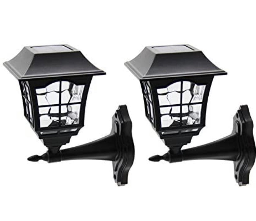 6 Lumens Solar Wall Lantern Outdoor Christmas Solar Lights Wall Sconce Solar Outdoor Led Light Fixture with Wall Mount Kit (2 Pack)