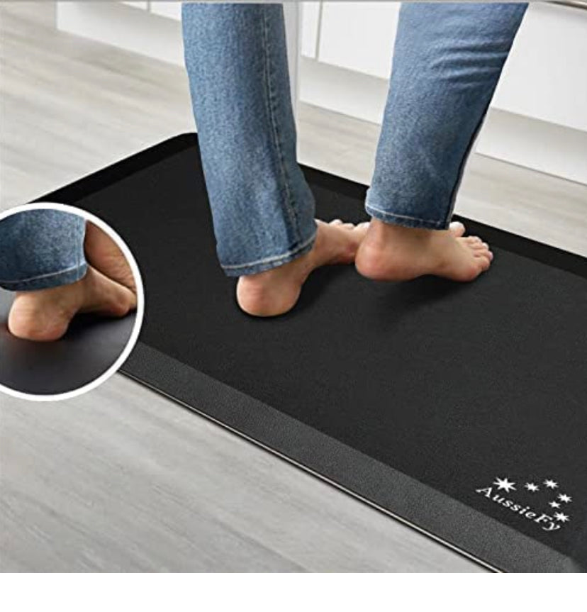 Premium Anti Fatigue Mat, Kitchen Mat, Standing Desk Mat, Floor Mat, Durable Non Slip Bottom, Waterproof Ergonomic Comfort Foam Rug & Mat for Kitchen, Sink, Office, Home or Garage (81 x 51 x 2 cm) Black (1)