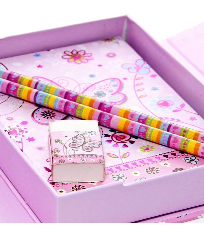 Butterly Gift Idea for Girls Boxed Children's Notebook and Stationery Gift Set