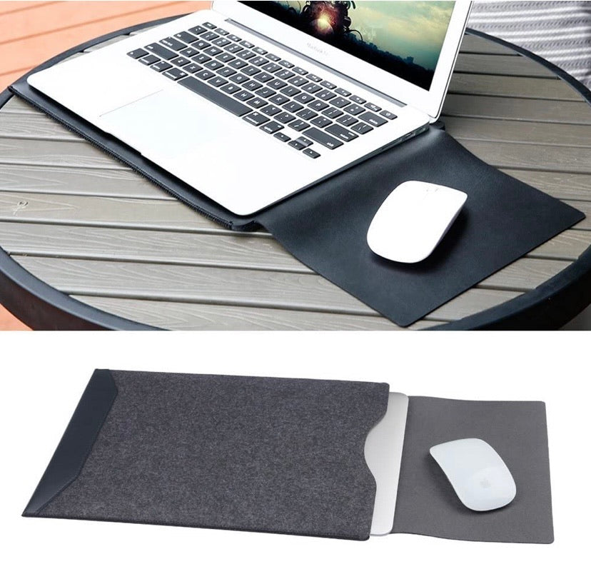 Leather and Felt Hybrid Laptop Sleeve