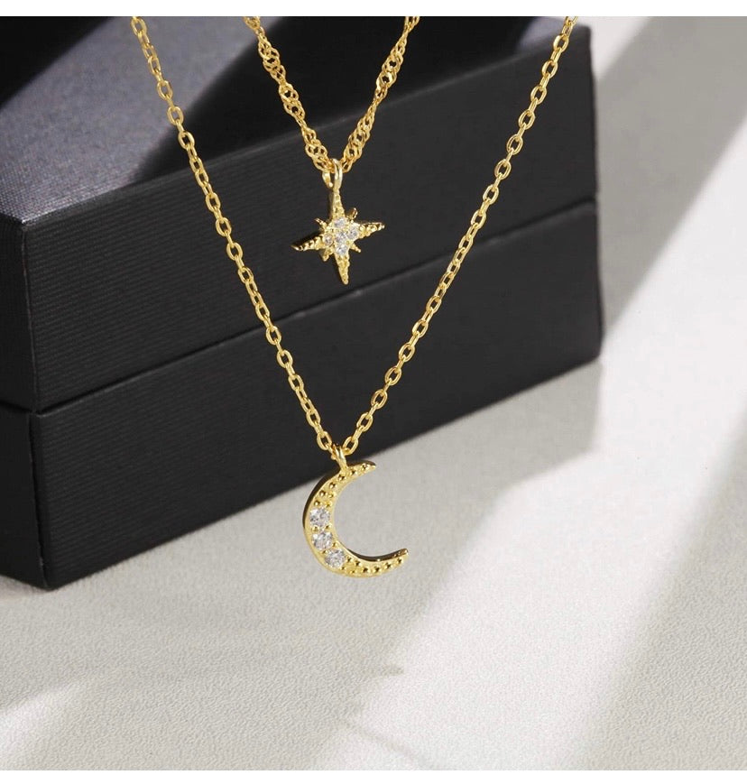 Moon and Star Necklace