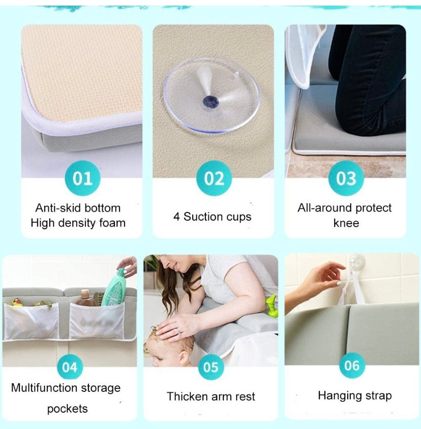 Bath Kneeling Pad with Elbow Rest Pad Set, Thicken Kneeler for Bath Anti-Skid Padded Arm Knee Support Mat for Baby Bathing