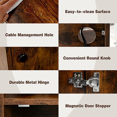 Nightstand Bedside End Side Table Bookshelf w/ Charging Station