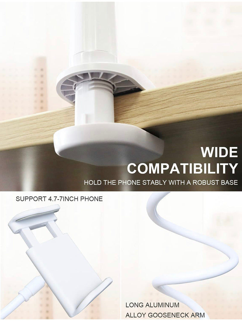 Phone Holder Bed Gooseneck Mount - Cell Phone Clamp Clip for Desk