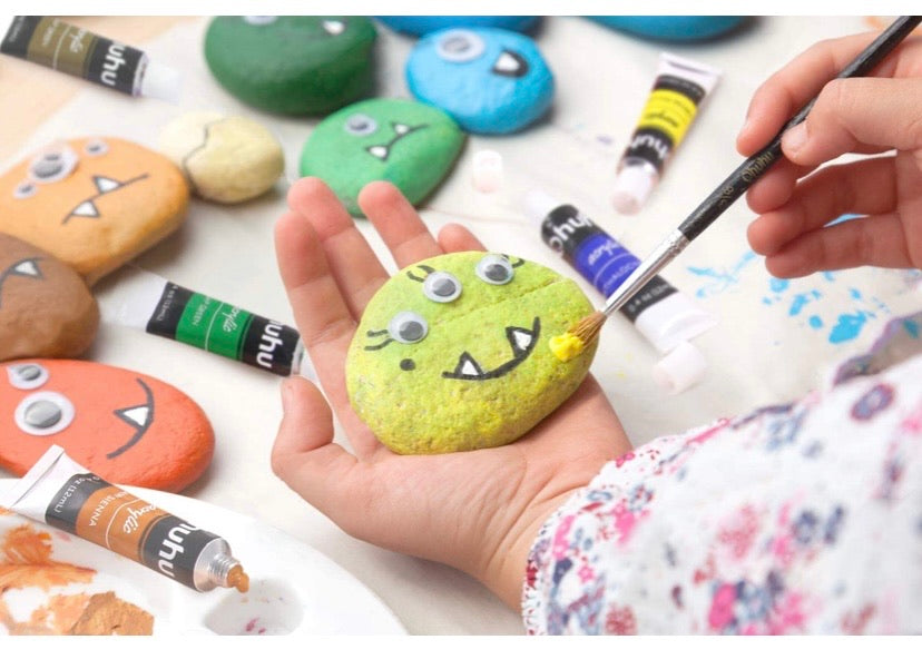 Acrylic Painting Set, 44pcs Ohuhu Artist Set with Wood Table-Top Easel Box, Art Painting Brushes, Acrylic Paint Tubes, and Acrylic Painting Pads for Artist Students Beginners