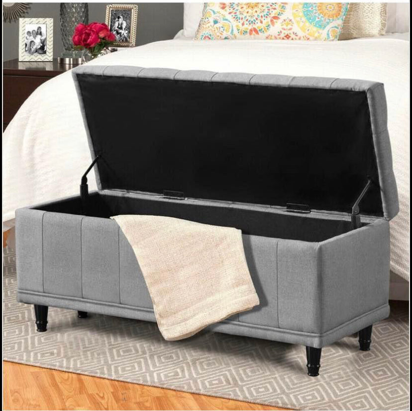 Levede Storage Ottoman Blanket Box Fabric Large Rest Chest Toy Foot Stool Grey