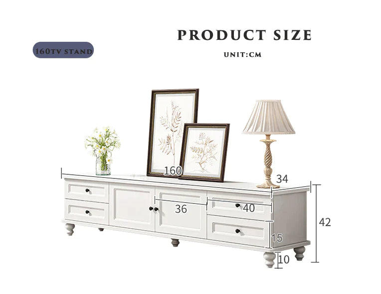 TV Stand Modern Cabinet Wood Entertainment Unit Shelf Storage White 160cm