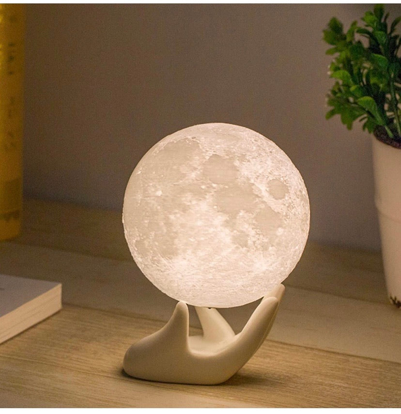 Moon Lamp Balkwan 3.5 inches 3D Printing Moon Light uses Dimmable and Touch Control Design,Romantic Funny Birthday Gifts for Women ,Men,Kids,Child and Baby. Rustic Home Decor Rechargeable Night Light (3.5 inches)