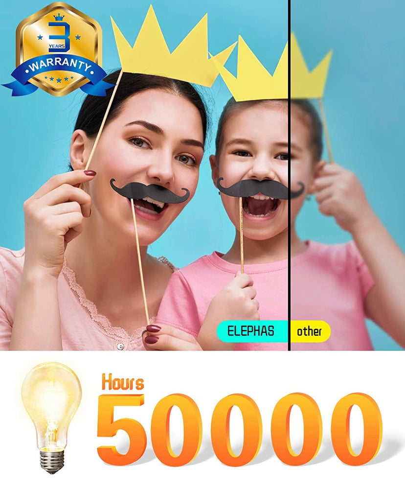 Mini Projector for iPhone, ELEPHAS WiFi Movie Projector with Synchronize Smartphone Screen, 1080P HD Portable Projector Supported 200" Screen, Compatible with Android/iOS/HDMI/USB/SD/VGAļ¼Whiteļ¼