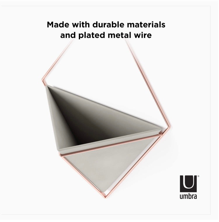 Trigg Hanging Planter, Large, Concrete/Copper Decor