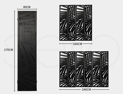 4 Panel Room Divider Folding Screen Partition Multi Sizes Wood Blcak