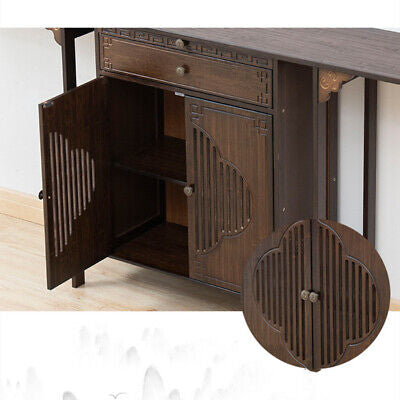 Bamboo Console Table Chinese Style Vintage Porch Table w/ Cabinet Hallway Table