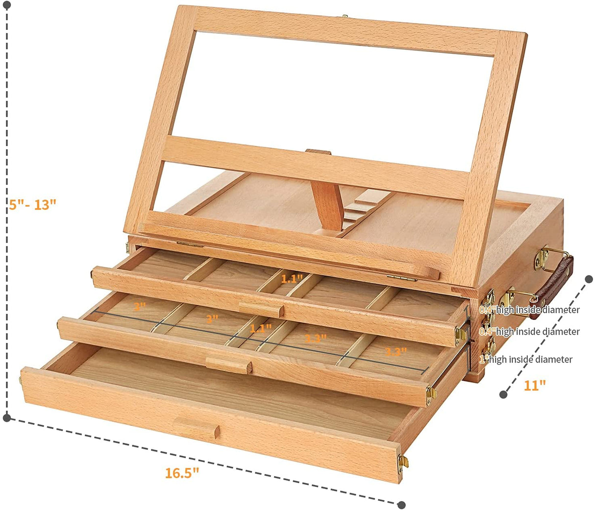MEEDEN Artist Tabletop Sketchbox Easel- Multi-Function Adjustable Beech Wood Sketch Box Easel with 3-Drawer for PleinAir Artist, Art Students