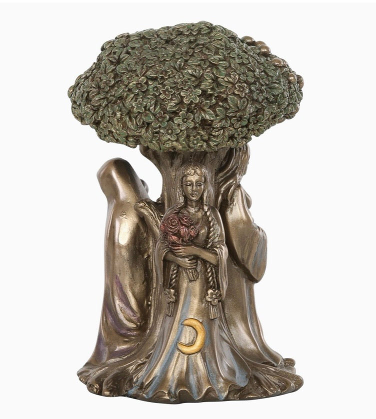 Sarimoire Altar Tarot Cloth Goddess Statue Tree of Life 5.5 in Cold Cast Bronze Statue Wicca Supplies Triple Moon Pentagram Pentacle Pendant Altar Supplies Kit