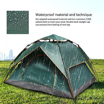 3-4 Person Instant Up Tent Family Waterproof Dome Hiking Beach Camping Tent AU
