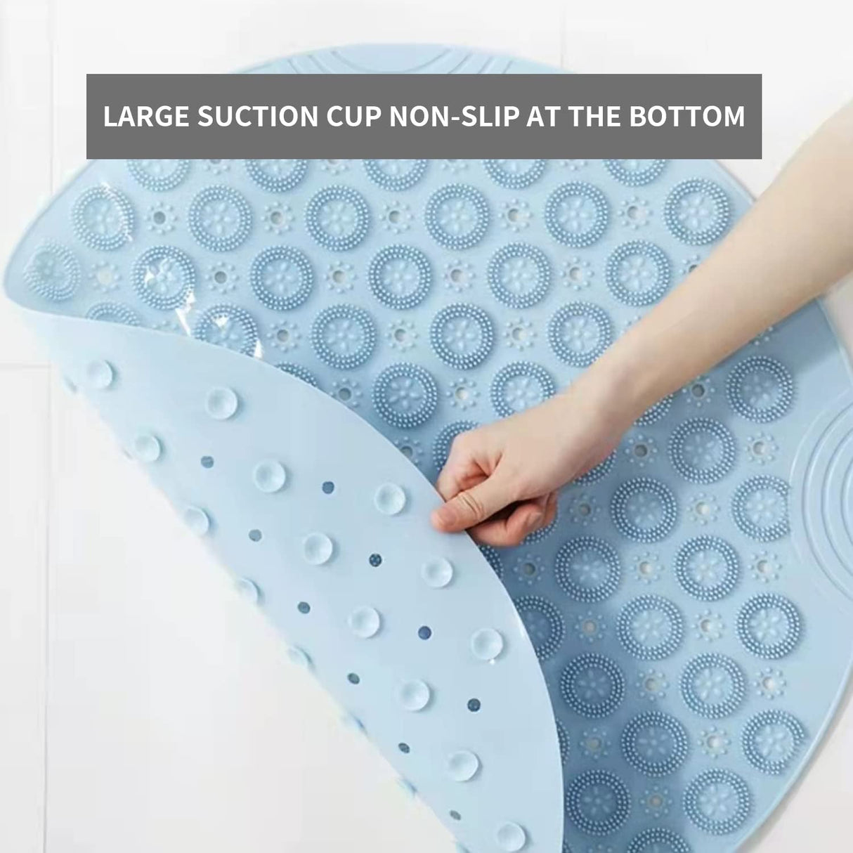 Bath Mat, Non-Slip Bath Blanket, Bath Rugs,PVC Shower Mat, Antibacterial and Durable Massage Bath Mat, Carpet with Drainage Hole and Suction Cup, 55 × 55cm