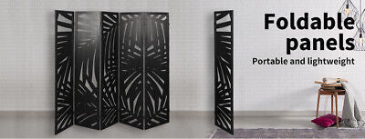 4 Panel Room Divider Folding Screen Partition Multi Sizes Wood Blcak