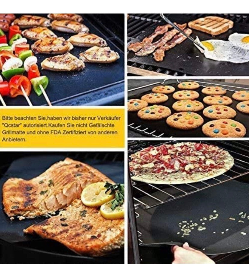 BBQ Grill Mats, 5Pcs Extsud 16 x 13 Inches Non Stick Oven Liner Teflon Cooking Mats - Perfect for Baking on Gas, Charcoal, Oven and Electric Grills - Reusable, Durable, Heat Resistant Barbecue Sheets For Grilling Meat, Veggies, Seafood