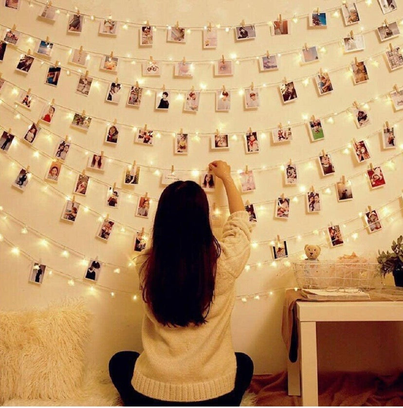 30 LED Photo Clips String Lights Battery Operated Indoor Fairy String Lights with Clips for Hanging Pictures, Cards, Artwork, Bedroom Wall Party Wedding Birthday Décor, Warm White