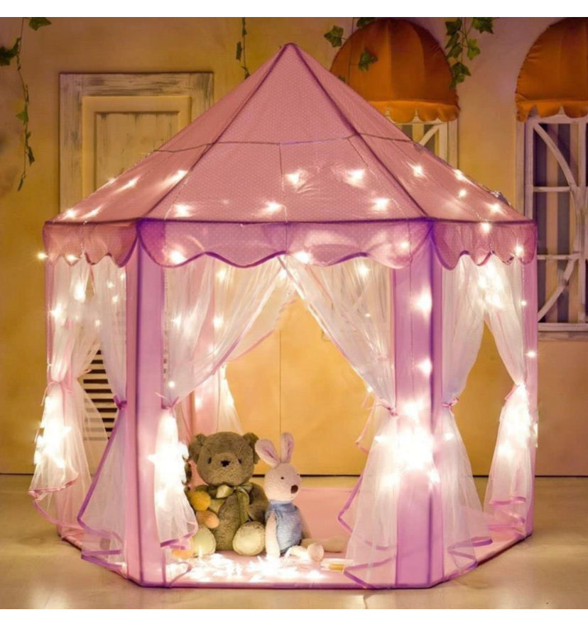 Dream Princess Indoor Playhouse Toy Play Tent for Kids Toddlers with Mat Floor and Carry Bag-Pink