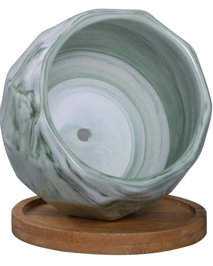 Set of 3 Marble Ceramic Planter Pot