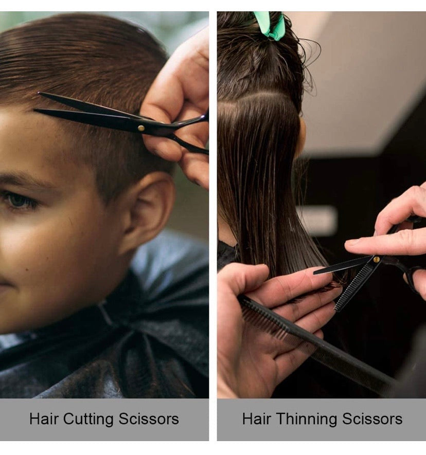 Barber Shears Home Hair Cutting Scissors Set, 10 Pcs Professional Haircut Scissors Kit with Thinning Shears 6CR 440C Stainless Steel Home Haircutting Scissors Kit for Barber Salon