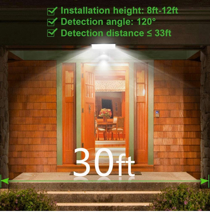 Solar Lights Outdoor Motion Sensor, 90 LED Solar Powered Exterior Wall Security Light Waterproof for Porch Yard Patio Garage, Dusk-to-dawn, Super Bright, USB Charging & Emergency Lighting 2 Pack
