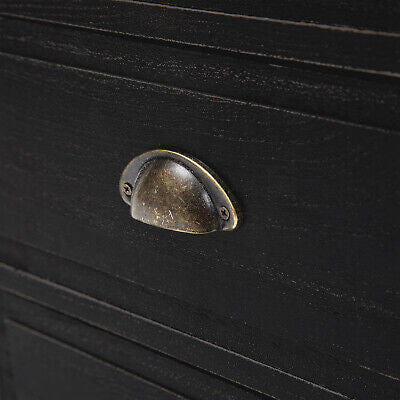 2x LaBella Bedside Table 2 Drawer Vintage Side Storage Cabinet Bedroom BLACK