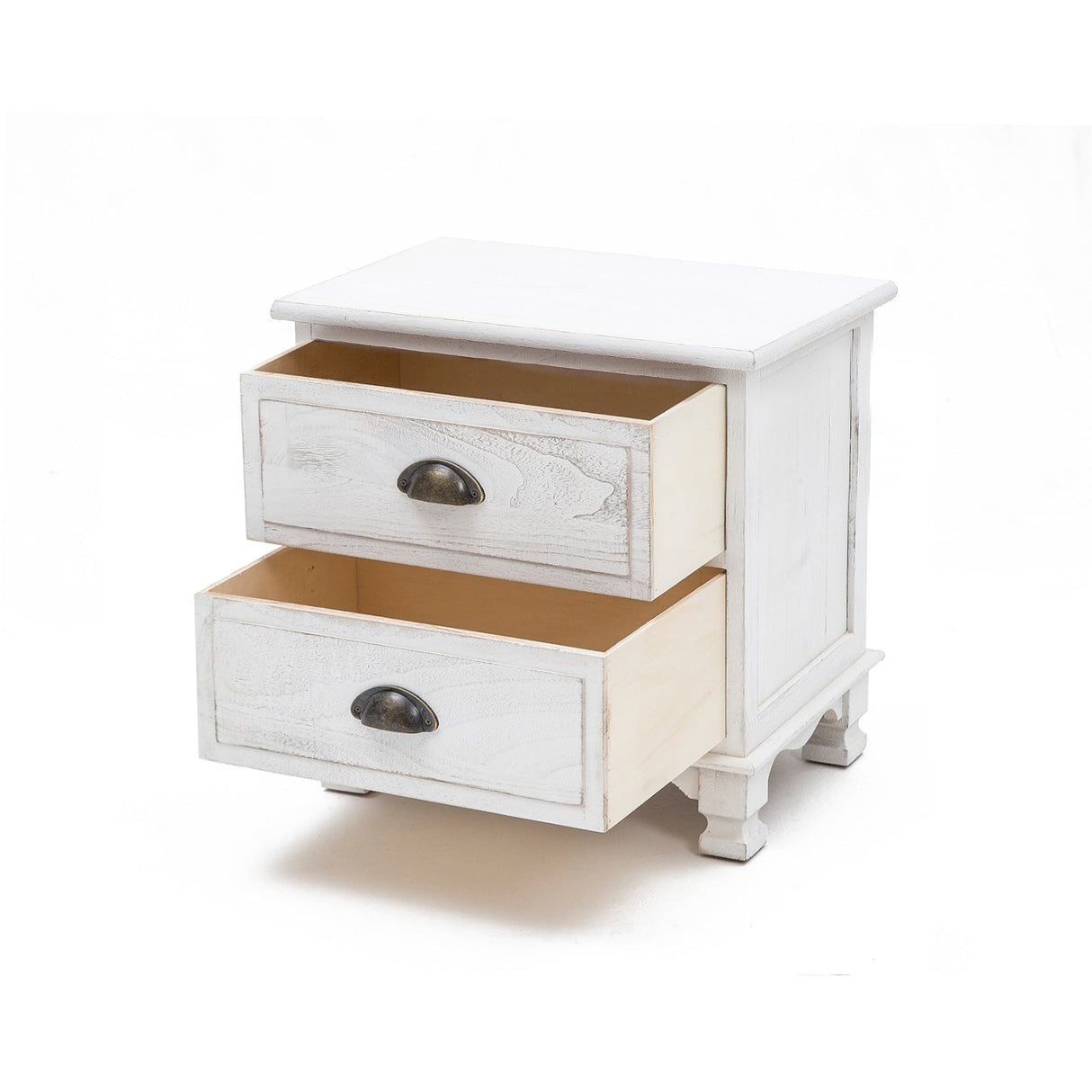 2x LaBella Bedside Table 2 Drawer Vintage Side Storage Cabinet Bedroom WHITE