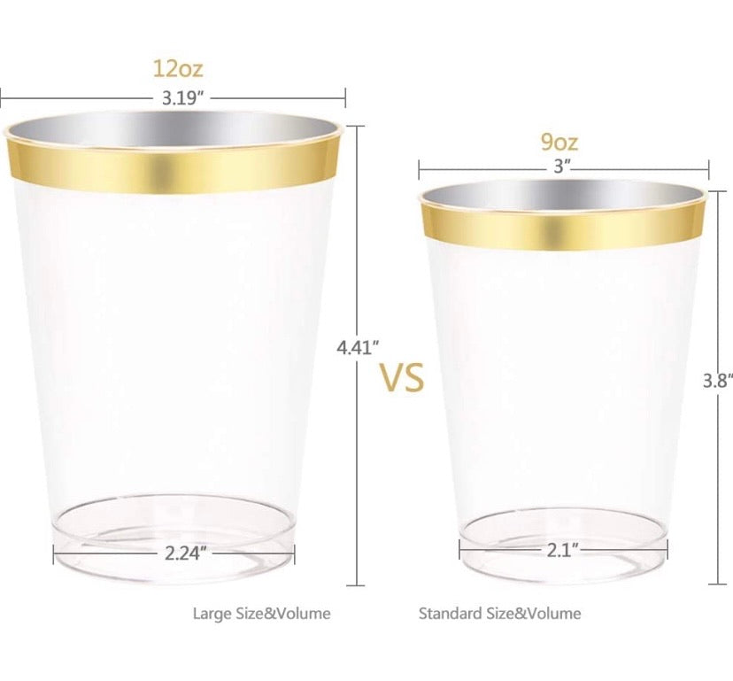 200 Pieces Disposable Dinnerware Set Include Gold Plastic Plates, Gold Plastic Silverware, Gold Plastic Cups, Linen Like Paper Napkins, Service for 25 Guests, Enjoylife (Gold)