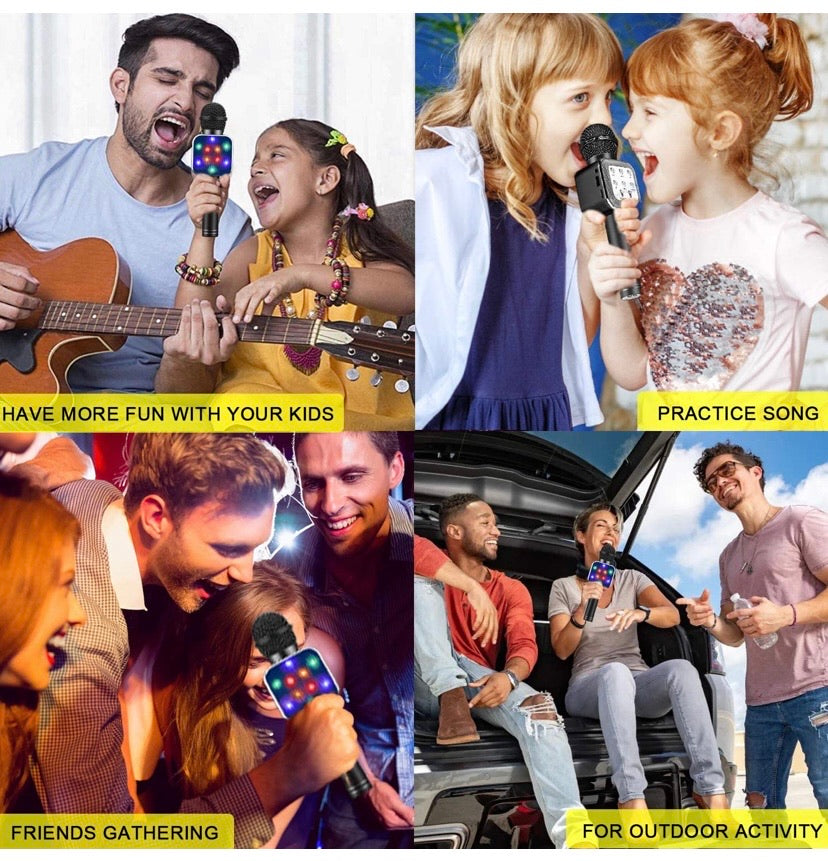 BlueFire Black LED Bluetooth Karaoke Microphone with TF Playback