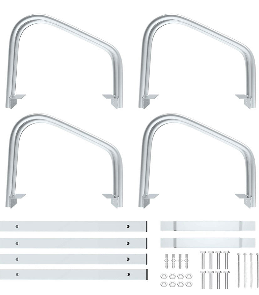 Steel Bike Stand for 4 Bikes, Silver Floor Bike Rack for Garage, Family Bike Rack, Floor and Wall Mount, 99 x 32 x 26 cm, Indoor and Outdoor Bicycle Holder