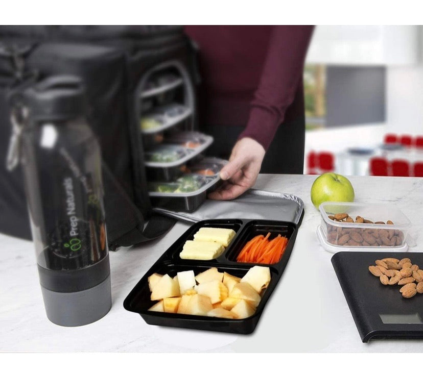 3 Compartment (10 Pack) Premium BPA Free Reusable Meal Prep Containers - Plastic Food Storage Trays with Airtight Lids - Microwavable, Freezer and Dishwasher Safe - Stackable Lunch Boxes