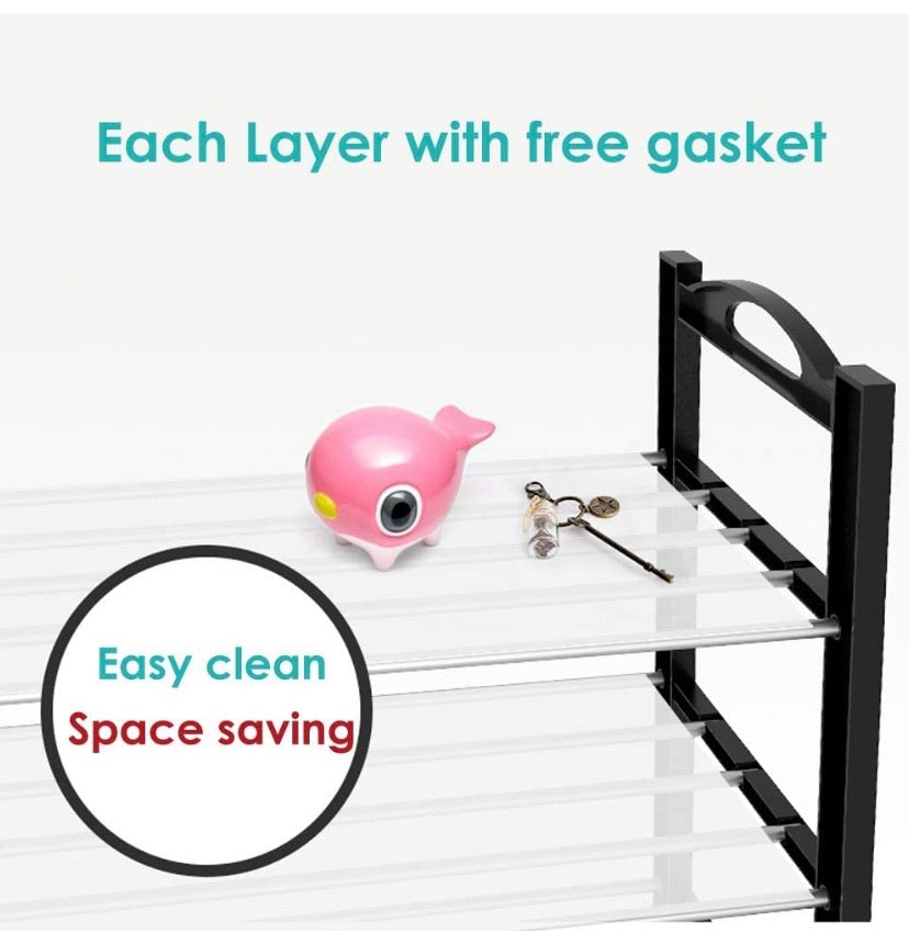 4 Tier Shoe Rack Organizer Entryway Shoe Storage, Black Shoe Rack with Premium Metal, Space-Saving Design, Easy to Assemble - Holds 20 Pairs - (L) 80cm x (W) 25cm x (H) 62cm (Black)