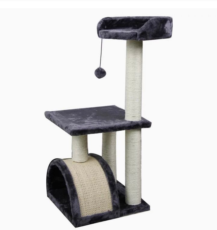 Cat Tree with Scratching Pad and Perch, Grey