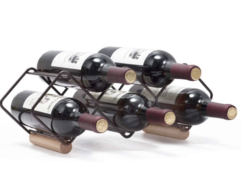 Wine Rack Stackable, Horizontal Wine Bottles Holder Racks, Metal Copper Wine Holder Storage Free Standing, Tabletop Wine Rack 5 Bottle, Ready Assembled, Easy to Put