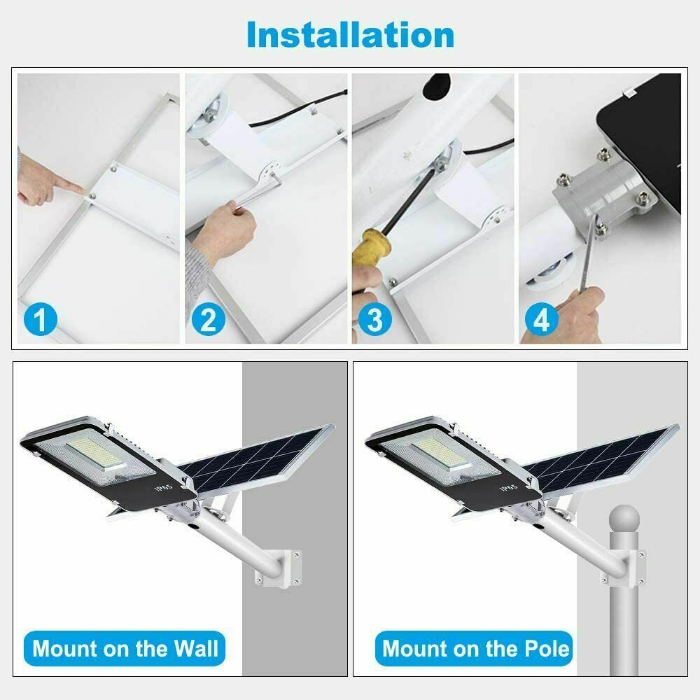 150W Solar LED Street Light & Remote Waterproof Outdoor Flood Garden Street Lamp