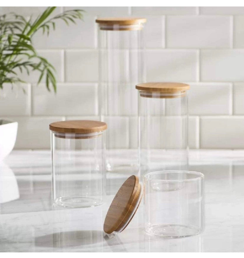 Glass Kitchen Canister Set of 5