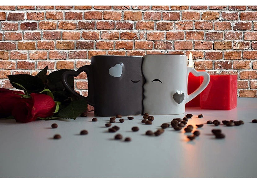 Coffee Mugs/Kissing Mugs Bridal Pair Gift Set for Weddings/Birthday/Anniversary with Gift Box (Grey)