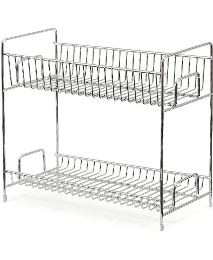 2-Tier Standing Rack EZOWare Kitchen Bathroom Countertop 2-Tier Storage Organizer Spice Jars Bottle Shelf Holder Rack - Chrome