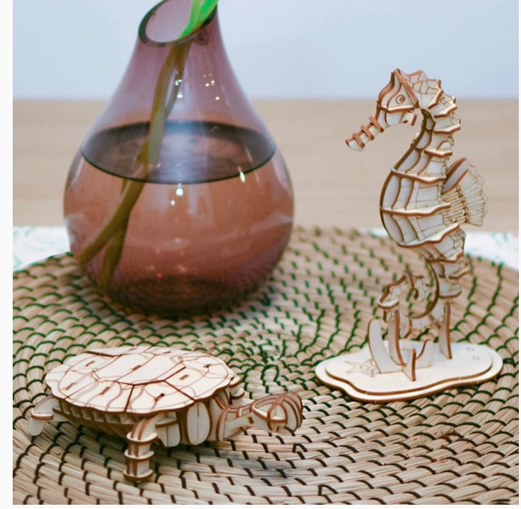 3D Seahorse Wooden Assembly Craft Kit