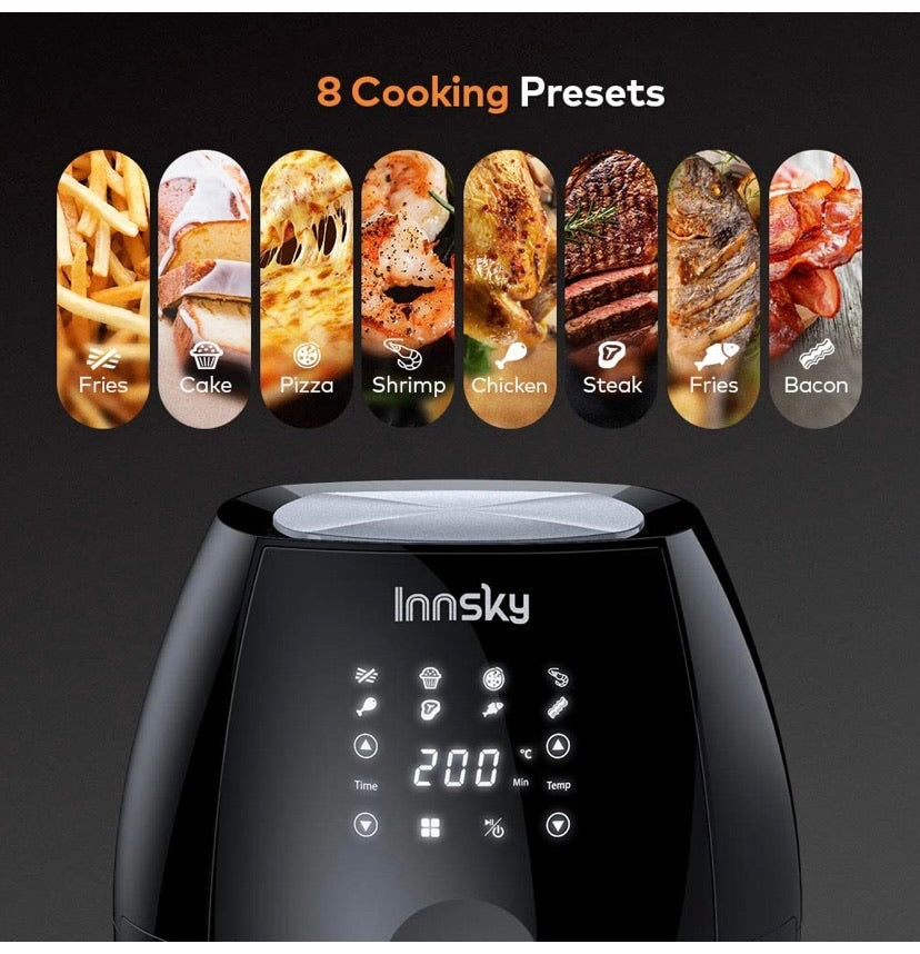 Air Fryer 5.5L, 1700W Air Fryer for Roasting, High-Tech Cooking appliances & Oilless Cooker with LED Touchscreen, 8 Cooking Presets, Preheat & Recipes Book