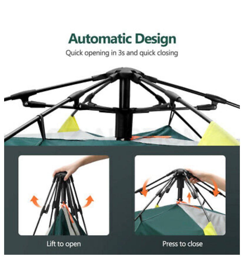 3 Person Pop Up Camping Tent Portable Beach Instant Shelter Sun Shade Hiking