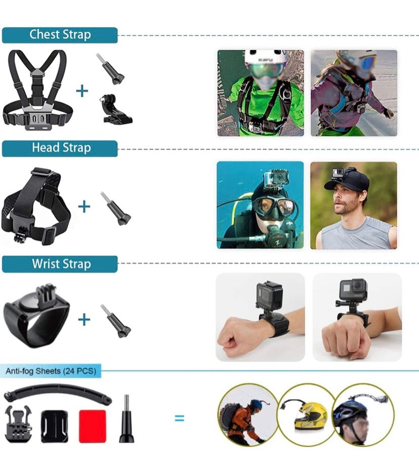 Action Camera Accessories Kit 60-in-1 for Gopro MAX GoPro Hero 9 8 7 6 5 Session 4 3+ 3 2 1 Black Silver SJ4000/ SJ5000/ SJ6000 DJI OSMO Action DBPOWER AKASO Xiaomi Yi APEMAN