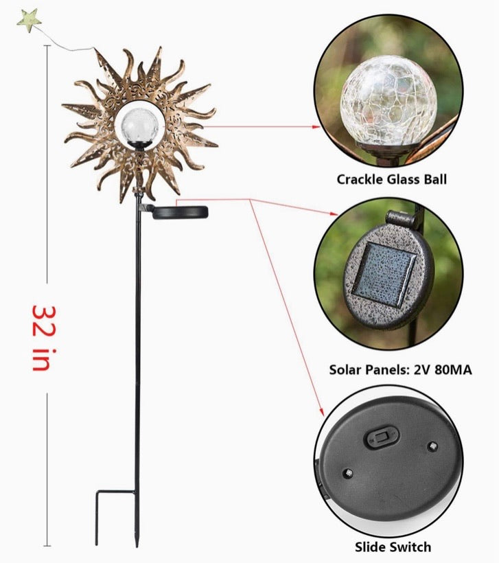 Solar Lights Outdoor Celestial Sun & Moon Decor